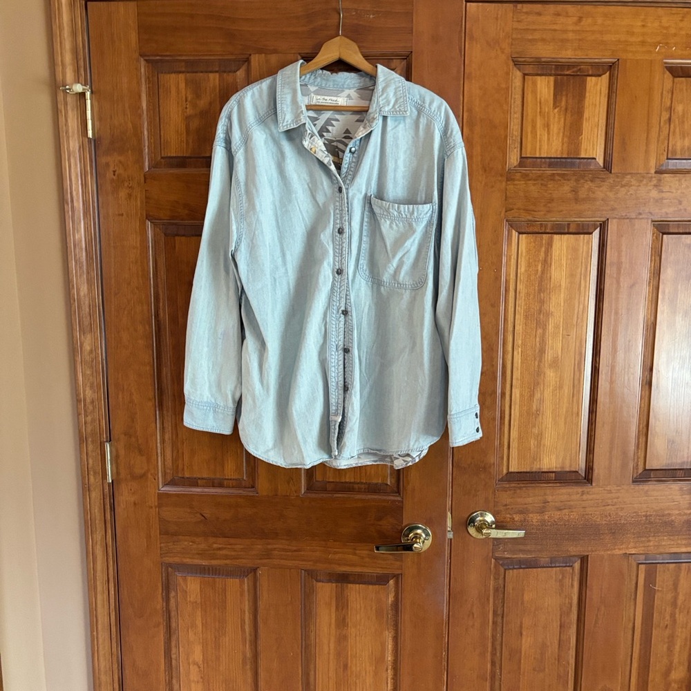 We The Free Denim Blue Button Down Shirt